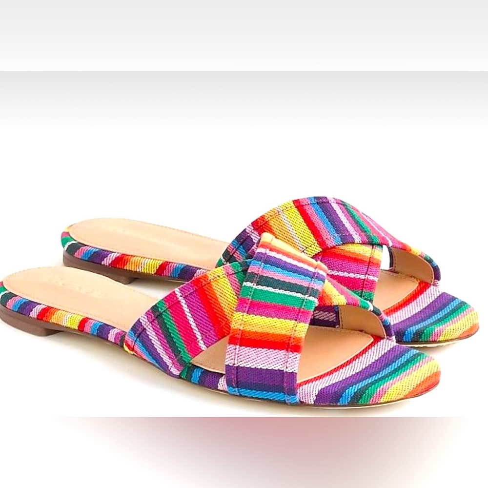 J. Crew. Multistripe Cora crisscross sandals Size 9 1/2